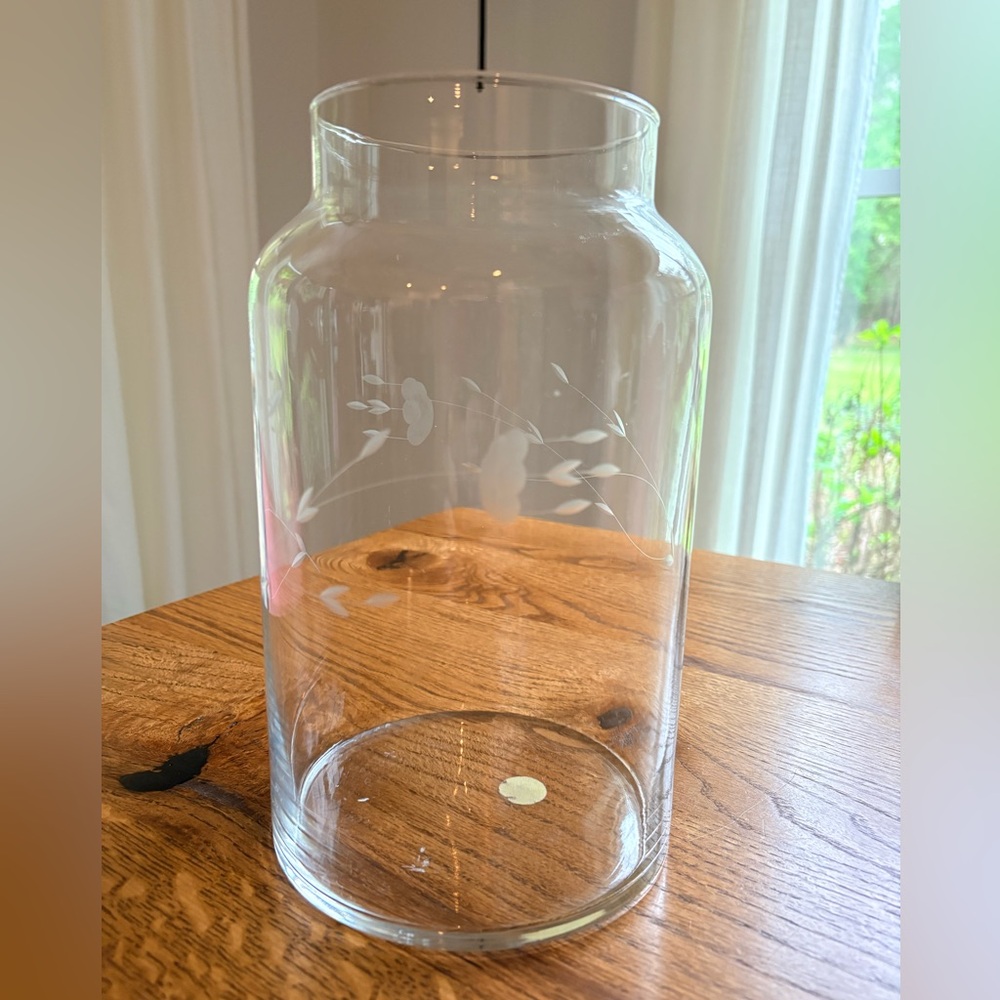 Princess House Clear Etched Glass large Heritage Decorative jar without lid! - Picture 3 of 8